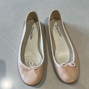 Repetto Paris Cendrillon Ballet Flat leather shoes, sz 39 - pink tie bow